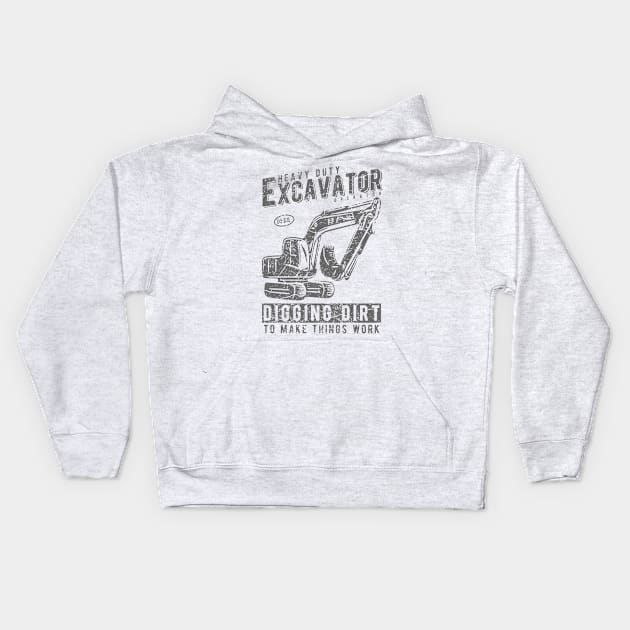 Excavator Heavy Equipment Kids Hoodie by JakeRhodes